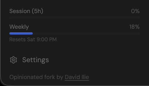 Claude usage stats in sidebar